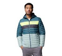 Columbia Veste à capuche Powder Pass pour hommes, veste matelassée à capuche pour hommes, bleu écrasé, bleu Everblue, lumière fluo, rétrécissement, taille XL