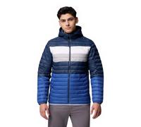Columbia Veste à capuche Powder Pass pour hommes, veste matelassée à capuche pour hommes, bleu marine, blanc, gris colm, taille XXL