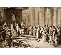 Columbus apportant des nouvelles de la découverte de l'Amérique à Ferdinand et Isabelle d'Espagne tirée du livre The Outline Of History par HGWells Volume 2 Publié 1920 Poster Print (43,2 x 28,9 cm)