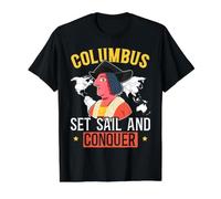 Columbus Ensemble Voile et conquête Christopher Columbus Italien T-Shirt Graphique avec Valeur, Homme, Noir, XL