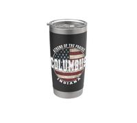 Columbus Indiana Drapeau américain vintage Gobelet isotherme en acier inoxydable double paroi