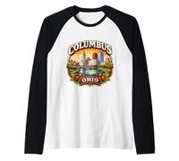 Columbus, Ohio, Souvenir, Ville, Capitale de l'État, rétro, Vintage Manche Raglan