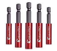 ColumPRO Lot de 5 porte-embouts magnétiques de 60 mm pour visseuse à percussion, tige hexagonale de 1/4" en acier S2, extension de tournevis magnétique, droit sans plier l'extension de foret