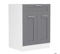 Colura meuble bas de cuisine 60 cm 2 portes, 1 tiroir gris anthracite, blanc.