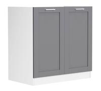 Colura meuble bas de cuisine pour évier 80 cm 2 portes gris anthracite, blanc.