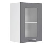 Colura meuble haut de cuisine 40 cm 1 porte en verre gris anthracite, blanc.