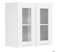 Colura meuble haut de cuisine 80 cm 2 portes en verre blanc.