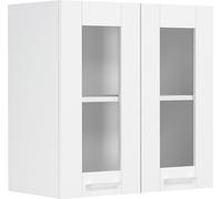 Colura meuble haut de cuisine 80 cm 2 portes en verre blanc.