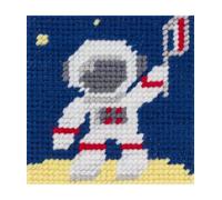 Com' 1 idée Kit Canevas Complet Astronaute sur la Lune 15 x 15 Enfant Gros Trous
