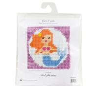 Com' 1 idée Kit Canevas Complet Jolie sirène 15 x 15 Enfant Gros Trous