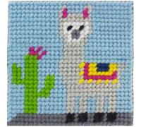 Com' 1 idée Kit Canevas complet Joshua le lama 15 x 15 Enfant gros trous