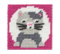 Com' 1 idée Kit Canevas Complet Le Chat Choupette 15 x 15 Enfant Gros Trous