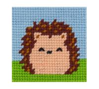 Com' 1 idée Kit Canevas Complet Le hérisson 15 x 15 Enfant Gros Trous