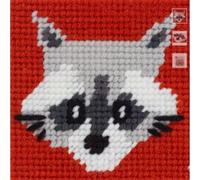 Com' 1 idée Kit Canevas complet Le raton laveur 15 x 15 Enfant gros trous