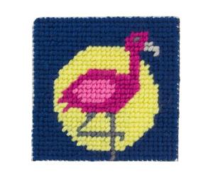 Com' 1 idée Kit Canevas Complet Nathan Le Flamant 15 x 15 Enfant Gros Trous