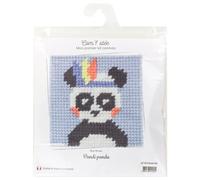 Com' 1 idée Kit Canevas Complet Panda Pandi 15 x 15 Enfant Gros Trous
