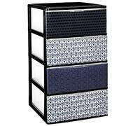 COM-FORT HOUSE | Commode empilable en plastique | Modèle Iris | Design mosaïque | Modèle à 4 tiroirs | Tiroirs de rangement modulaires