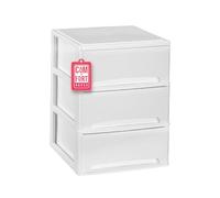 COM-FORT HOUSE | Commode empilable en plastique | Modèle Lineas | Couleur blanche | Modèle à 3 tiroirs | Tiroirs de rangement modulaires, Blanc Lignes