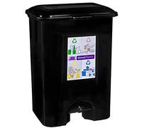 COM-FORT HOUSE Poubelle à Pédale 80 Litres pour Recyclage et Déchets Organiques - Noir - Cuisine - Pièces Amovibles - Nettoyage Facile - Avec Roulettes