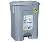 COM-FORT HOUSE Poubelle avec pédale Capacité de 80 litres Poubelle de cuisine Différents motifs Pièces amovibles Nettoyage facile Argenté