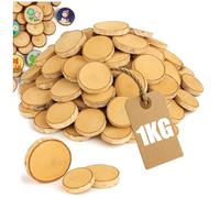 COM-FOUR® 1 kg de décoration à saupoudrer, disques décoratifs en bois à saupoudrer - copeaux de bois en bois naturel avec écorce - matériel de bricolage pour cadeaux et pot-pourris