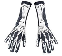 com-four® 1 paire de longs gants squelette - mains de squelette effrayantes - accessoires de costume avec motif osseux pour Halloween, Día de Muertos - Gantelets (1 paire - manchettes pour adultes)