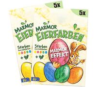 com-four® 10x colorants pour œufs Effet marbré - colorants liquides pour œufs Blancs et Bruns - avec des Gants spéciaux pour Un Excellent marbrage - œufs Teints à Froid faciles (Marbre - 10 pièces)