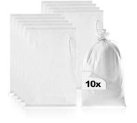 COM-FOUR® 10x sacs de sable jusqu'à 20 kg - sac en PP de qualité supérieure avec sangle de fixation - sac de protection contre les inondations résistant (blanc - 10 pièces - jusqu'à 20kg)