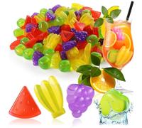 COM-FOUR® 120x glaçons réutilisables dans des designs sympas, glaçons de fête aux couleurs vives (120 pièces - fruits)