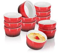 COM-FOUR® 12x Bol à ailettes de ragoût - bol à crème brûlée - ramequin - bol à dessert de 185 ml chacun - bol rouge