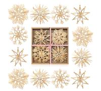 com-four® 12x Étoiles de Paille dans Un Mélange - Décorations d'arbre de Noël - Pendentifs en Paille pour l'arbre de Noël - Tentures d'arbre de Noël Naturelles - Décorations de Noël - Ø 11 cm