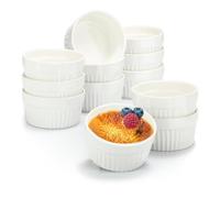 COM-FOUR® 12x Moules à Soufflé - Plats en céramique pour Crème Brûlée - Moules pour four - Plaque à dessert et plaque à gâteau pour, chaque 200 ml