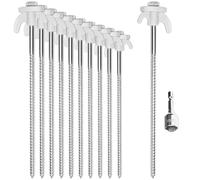 com-four® 12x piquets de Tente en Acier - piquets à vis avec Adaptateur pour Tournevis sans Fil - Clous de Sol Robustes avec Filetage pour Le Camping et l'extérieur - piquets de Tente