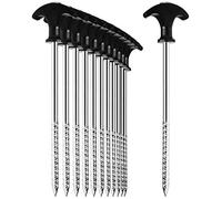 COM-FOUR® 12x piquets de Tente en Acier - piquets de Sol Robustes avec Filetage pour Le Camping et l'extérieur - idéal pour Les sols normaux et durs avec Une poignée en T 0200x7mm
