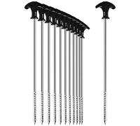 COM-FOUR® 12x piquets de Tente en Acier - piquets de Sol Robustes avec Filetage pour Le Camping et l'extérieur - idéal pour Les sols normaux et durs avec Une poignée en T 0300x7mm