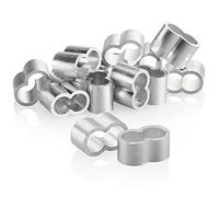 COM-FOUR® 12x Serre-câbles 10 mm - Serre-câbles en Aluminium - Manchons à sertir pour câbles d'extension - Manchons Doubles pour Sangles élastiques - Serre-câbles pour bâches (Couleur Argent - 10mm)