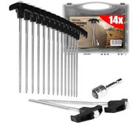 COM-FOUR® 14x piquets de Tente en Acier avec Adaptateur pour Tournevis
