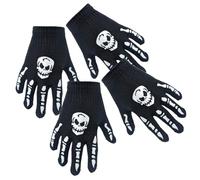 com-four® 2 paires de gants squelette tricotés - accessoires de costume avec motif osseux et crâne pour Halloween, Día de Muertos, cosplay - mains fantômes pour enfants (2 paires - enfants 02)