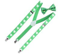 com-four® 2 pièces Ensemble de la Saint-Patrick, Bretelles et nœud | Accessoires de costume - Tenue de costume pour le carnaval et les soirées à thème