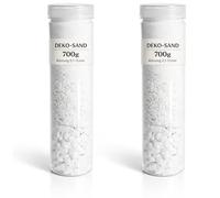 com-four® 2 sables décoratifs Blancs 700 g chacun - Sable créatif Grain 0,1-15 mm - pour bougeoirs, vases en Verre et décoration de Table