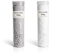 com-four® 2 sables décoratifs Gris et Blanc 700 g chacun - Sable créatif Grain 0,1-15 mm - pour bougeoirs, vases en Verre et décoration de Table