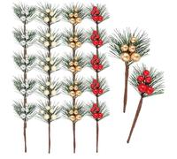 com-four® 20x Branches décoratives pour compositions de Noël - Décoration de Noël pour couronnes de l'Avent - Décoration d'hiver Brillante - Branches en Plastique (20x Zweig Beeren)