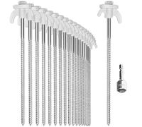 com-four® 20x piquets de Tente en Acier, piquets à vis avec Adaptateur