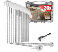 com-four® 20x piquets de tente en acier - piquets à vis dans la boîte de transport - piquets de sol robustes avec filetage pour le camping et l'extérieur - piquets de tente idéaux pour les sols durs