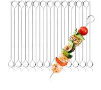 COM-FOUR® 24x Brochettes en acier inoxydable - Brochettes à viande de 24 cm de long - Brochettes pour barbecue pour viande, poisson et légumes (24 pièces - 24cm)
