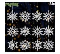 COM-FOUR® 24x pendentifs décoratifs Flocons de Neige, Pendentifs Flocons | Divers modèles de décoration pour sapin de Noël