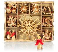 COM-FOUR® 26x Étoiles en Paille - Décorations pour Sapin de Noël - Pendentifs et Tentures Naturelles (26 Pièces - Set2)