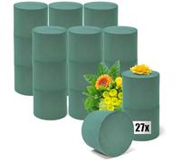 com-four® 27x Mousse Florale pour compositions Florales en Forme de Cylindre Ø 9,5 cm - Mousse Florale pour Fleurs fraîches - éponge Florale pour Bricolage pour Mariages, Pâques et Anniversaires