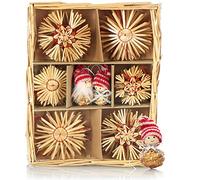 com-four® 28x Étoiles en Paille dans Un Ensemble Mixte, Décorations | Pendentifs sapin de Noël