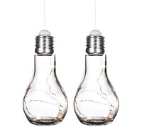 com-four® 2x ampoule déco avec chaîne lumineuse à LED pour suspendre et déposer - lampe de table à piles pour une ambiance agréable - sans fil (02 pièces - ampoule)